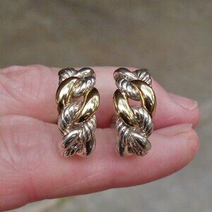 Retired David Yurman Belmont Curb Link Earrings - 18K/925 - Omega Backs
